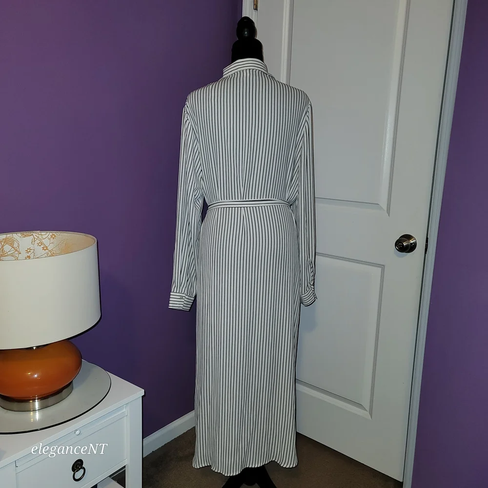 Forever 21 Black and White Belted Striped Cardigan SZ: 1X - Picture 6 of 9